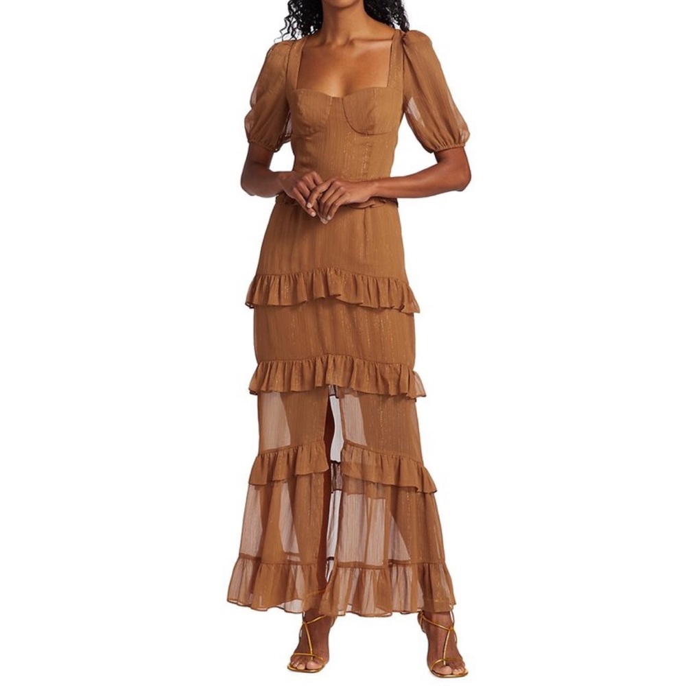 Wayf Cici Bustier Tiered Maxi Dress